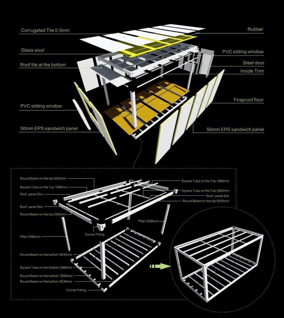 frame for detachable container house