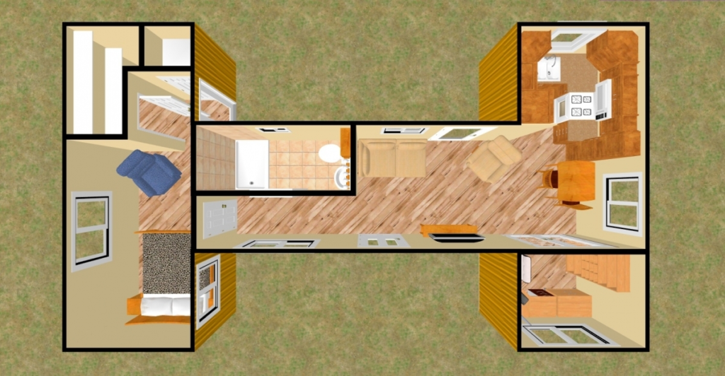 u shaped container floor plan